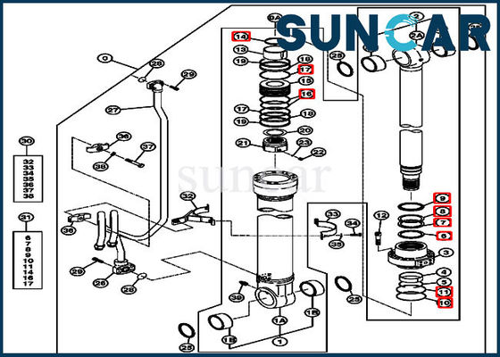 Boom Repair Seal Kit 4639936 Phù hợp với 270CLC 2554 John Deere Bộ phận dịch vụ thay thế