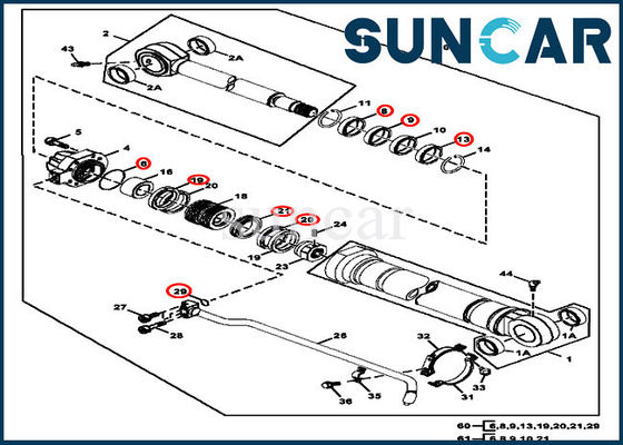 Bộ dụng cụ xi lanh gầu JOHN DEERE AT264439 Bộ làm kín thủy lực cho thiết bị máy xúc 270CLC 270LC