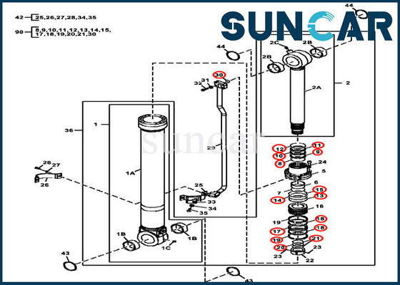 FYA00010735 Bộ dịch vụ máy xúc John Deere Thành phần xi lanh gầu thủy lực