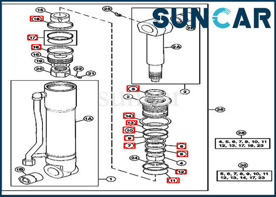 4369769 Bộ niêm phong cánh tay John Deere Bộ làm kín sửa chữa thủy lực cho các bộ phận máy móc xây dựng 290D