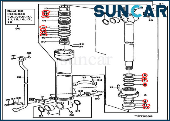 AH155040 Bộ xi lanh gầu thủy lực Bộ dụng cụ làm kín Deere Phù hợp với Máy xúc 160LC 350GLC 350DLC