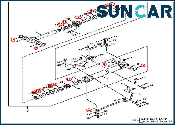 Boom Sealing Kit 4640107 Seal Kits LH RH Cylinder Phù hợp với John Deere Excavator 370C 3554