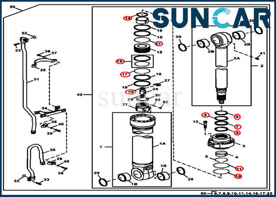 Xi lanh cánh tay 4S00930 Bộ làm kín thay thế Deere Phù hợp với thiết bị hạng nặng 350DLC 350GLC JOHN DEERE