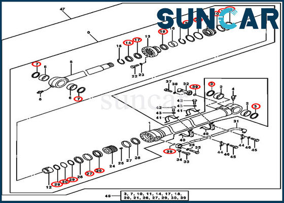 Bộ dụng cụ làm kín thùng 4640108 Bộ thay thế con dấu xi lanh cho 370C 3554 John Deere