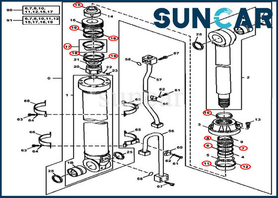 Bộ dụng cụ làm kín dầu thủy lực 4S00956 Bộ sửa chữa xi lanh cánh tay cho John Deere 450LC 200LC 450CLC