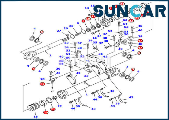 Bộ làm kín xi lanh cánh tay kiểu máy xúc Komatsu PC1600-1 707-99-85200 Bộ phận sửa chữa bên trong thủy lực