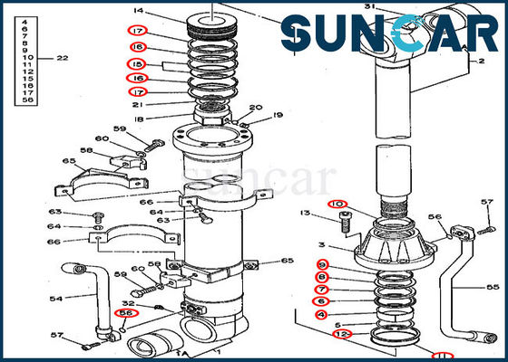 AT264445 Bộ công cụ sửa chữa con dấu thủy lực xô 495D 490 John Deere Bộ phận làm kín cơ khí