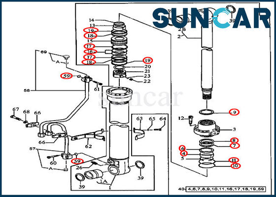 Bộ làm kín thay thế AT196470 Bộ làm kín dầu cho xi lanh bùng nổ cho thiết bị 490E John Deere