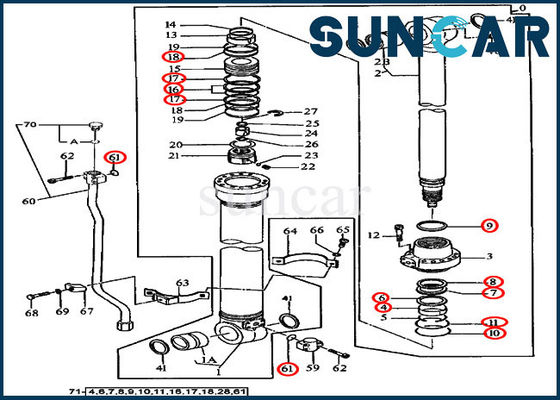 4369892 Bộ dịch vụ sửa chữa xi lanh cánh tay 490E JOHN DEEERE Excavator Seal Kits
