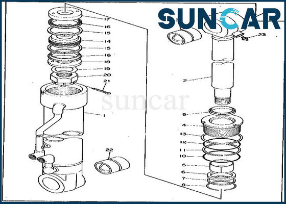 0265107 Bộ xi lanh ổn định 495D 595 Bộ sửa chữa con dấu Deere Bộ làm kín thủy lực Máy xúc