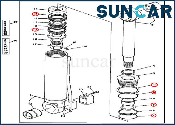 Bộ dịch vụ thay thế xi lanh ổn định 4240075 Phù hợp với máy xúc 595D John Deere