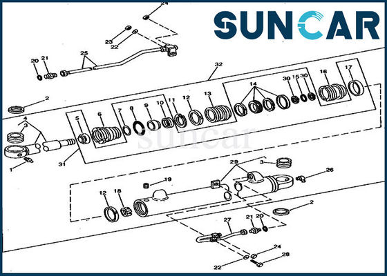 Bộ dụng cụ xi lanh 693B 690B JOHN DEERE RE12315 Bộ làm kín sửa chữa máy đào bùng nổ