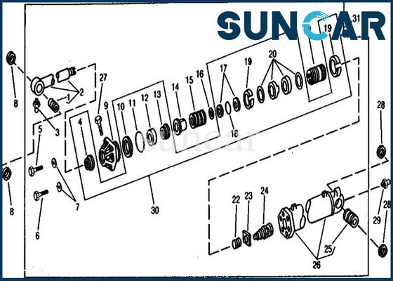 AR105677 Bộ làm kín thùng Bộ dụng cụ sửa chữa xi lanh thủy lực cho 890A John Deere