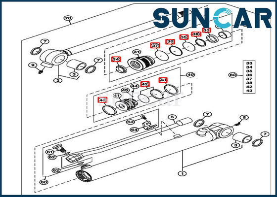 4652138 Bộ làm kín xi lanh thủy lực sửa chữa phù hợp với 35mm Thanh 55mm Bore JOHN DEERE