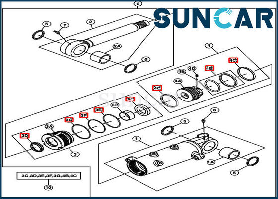 Bộ dụng cụ sửa chữa xi lanh thủy lực JOHN DEERE 4656428 Bộ dụng cụ sửa chữa xi lanh thủy lực cho các kiểu máy xúc 27D