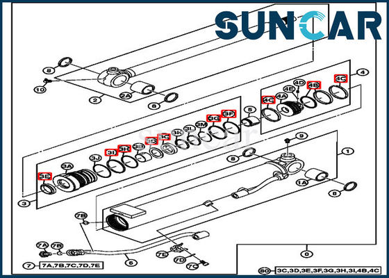 17D JOHN DEERE 4667615 Boom Repair Seal Kit Phù hợp với 35 MM Xi lanh có lỗ khoan 60 MM