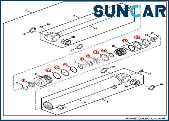 Bộ dụng cụ làm kín cánh tay FYD00003882 Bộ dụng cụ sửa chữa xi lanh Phù hợp với Bộ phận máy xúc 17D JOHN DEERE