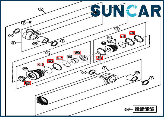 4667619 John Deere Swing Cylinder Repair Bộ dụng cụ làm kín dầu Bộ dịch vụ thủy lực máy xúc 17D