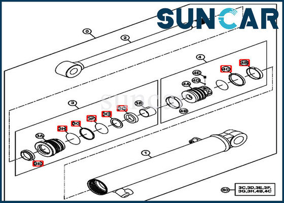 Deere Seal Kits 4667621 Span Cylinder Seal Kit Phù hợp với Máy đào 17D Kiểu máy