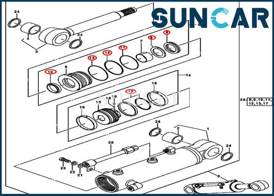 Bộ dụng cụ làm kín dầu thủy lực lưỡi 0843907 Bộ làm kín xi lanh cho máy xúc 50C John Deere