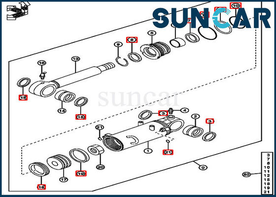 Bộ dụng cụ xi lanh lưỡi Deere 50D 4622067 Bộ dụng cụ dịch vụ thay thế thủy lực cho máy xúc