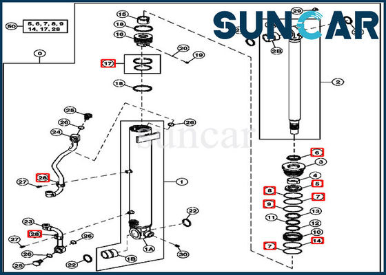 4634038 Bộ sửa chữa con dấu xi lanh thay thế Bộ dụng cụ chống mài mòn John Deere