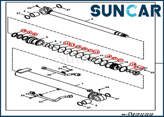 Bộ làm kín xi lanh FYD00000071 Bộ niêm phong bùng nổ thủy lực Phù hợp với 50D 50G John Deere
