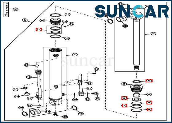 4614069 Bộ làm kín thùng Bộ dụng cụ dịch vụ xi lanh ISO9001 Bộ phận niêm phong cơ khí Deere