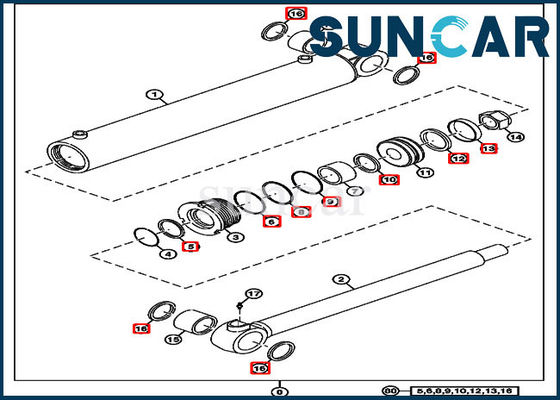 4705345 Boom Swing Cylinder Seal Kit 50D John Deere Excavator Kits