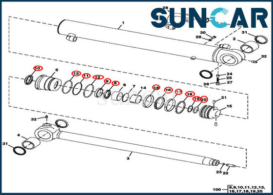 JOHN DEERE FYD00000072 Bộ dụng cụ làm kín xi lanh cánh tay Bộ niêm phong sửa chữa máy xúc