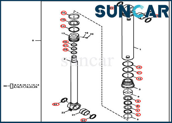 Bộ niêm phong 60G Deere FYD00003234 Bộ dịch vụ xi lanh thủy lực Boom Swing