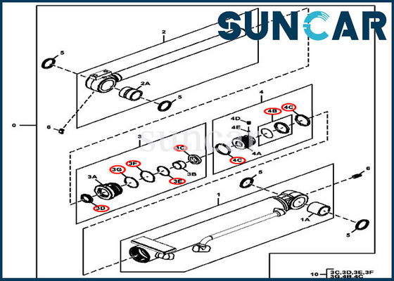 Xi lanh thủy lực góc lưỡi 4614062 Bộ làm kín dầu phù hợp với niêm phong máy móc 60D 60G John Deere