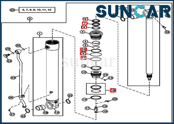 Bộ dụng cụ làm kín 75D 85D JOHN DEERE 4464985 Bộ sửa chữa xi lanh thủy lực cánh tay