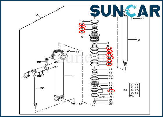 Bộ niêm phong cánh tay 4415584 Bộ bịt kín dầu thay thế xi lanh cho máy xúc 80 80C John Deere