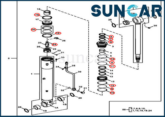 4696459 Bộ niêm phong sửa chữa xi lanh xoay Deere 85D 85G Bộ làm kín dầu CYL thủy lực