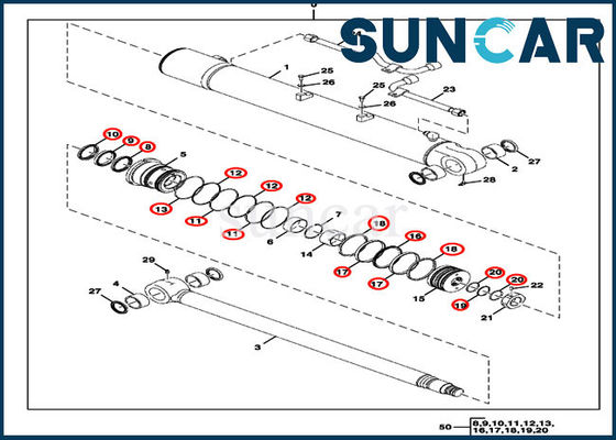 ISO9001 FYD00000076 Bộ làm kín bùng nổ thủy lực 85D Bộ sửa chữa con dấu xi lanh JOHN DEERE