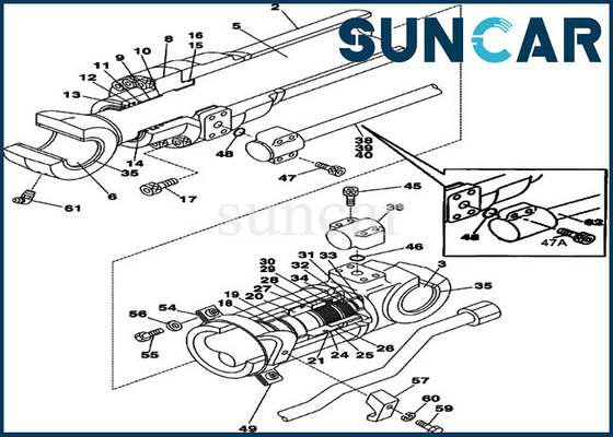 LZ00446 Bộ niêm phong cánh tay Bộ làm kín dầu xi lanh thủy lực cho máy xúc CASE CX225SR CX210