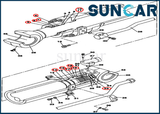 LZ008180 Arm / Dipper Cylinder Seal Kit Bộ dụng cụ sửa chữa thủy lực Phù hợp với Trường hợp CX160C CX160B
