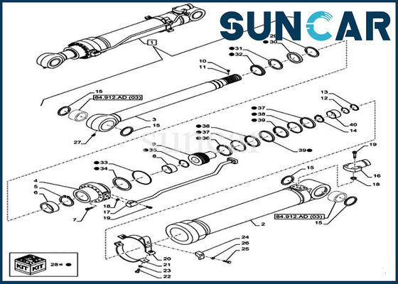CX160D LC Crawler Excavator LZ011000 Arm Seal Kit Bộ tái chế xi lanh thủy lực