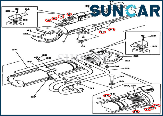 Bộ làm kín xi lanh bùng nổ LZ008130 cho CX240BLR CX250C Bộ phận thiết bị nặng