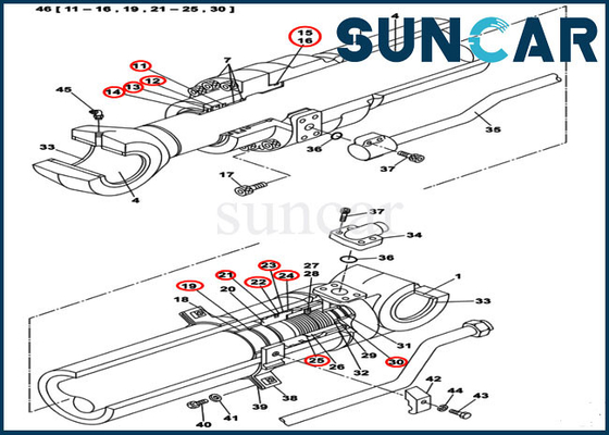 Chống mài mòn Bộ làm kín xi lanh LZ011300 Bộ bảo dưỡng thủy lực CX300C