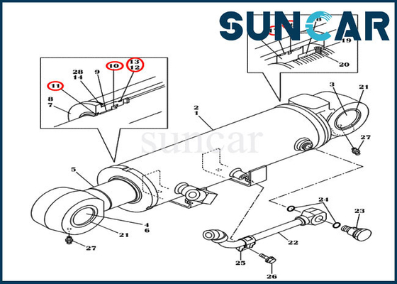 Bộ làm kín xi lanh lưỡi LZ011480 Máy xúc CX145C SR CX130C Bộ sửa chữa con dấu vỏ