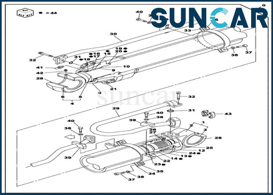 CX470C CASE Bộ phận OEM LZ010160 Bộ sửa chữa xi lanh cái gáo Bộ dụng cụ xây dựng lại thủy lực