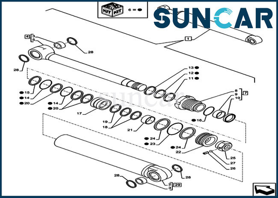 Bộ dịch vụ xi lanh LZ012020 Boom Repair Seal Kit Phù hợp với các mẫu CX80C CX75C SR CASE
