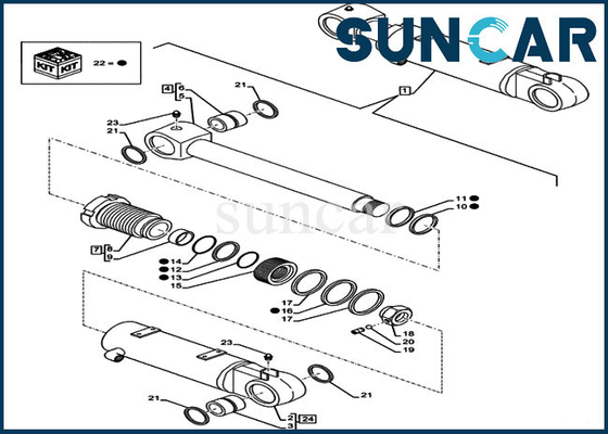 Bộ dụng cụ sửa chữa xi lanh nâng lưỡi LZ012050 CX80C CX75C SR Case Máy xúc bánh xích Kit