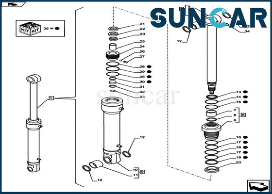 Bộ làm kín xi lanh xoay CX80C LZ12030 Bộ thay thế con dấu thủy lực OEM