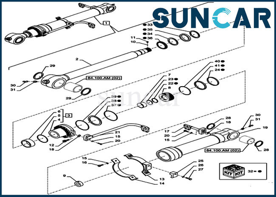 Bộ làm kín xi lanh thùng LZ012110 Phù hợp với Máy xúc bánh xích CX350D LC Case Service Kit