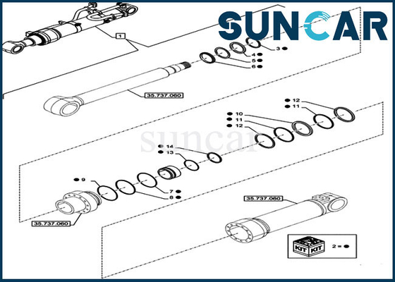 Bộ công cụ sửa chữa cánh tay LZ014960 Bộ công cụ dịch vụ xi lanh Phù hợp với máy xúc CX750DRTC CASE