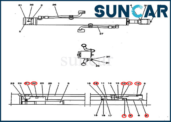 PV01V00039R300 Boom Cylinder Seal Kit Máy xúc CX25 CASE Bộ phận thay thế