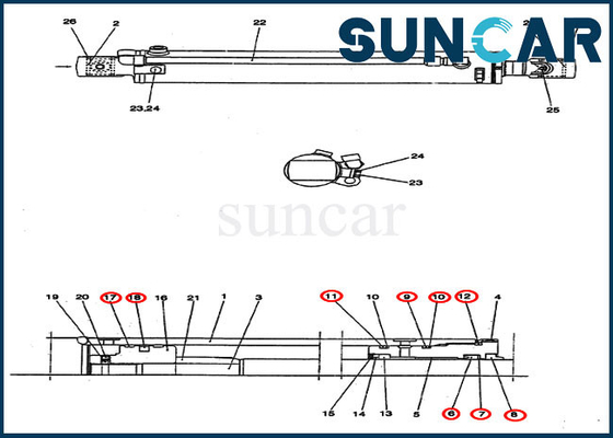 Chống mài mòn Bộ bảo dưỡng xi lanh xoay PM01V00044R300 Bộ dụng cụ làm kín vỏ máy xúc CX25